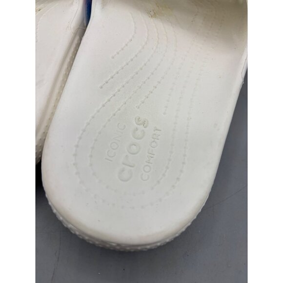 Crocs Iconic Comfort Tie Dye White Slide Sandals Womens 11 Casual Summer - Picture 4 of 5